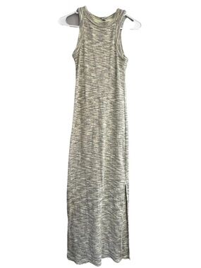 Old Navy XS Halter Strap Ribbed Lined Maxi Dress Yellow Earthy Slit Leg